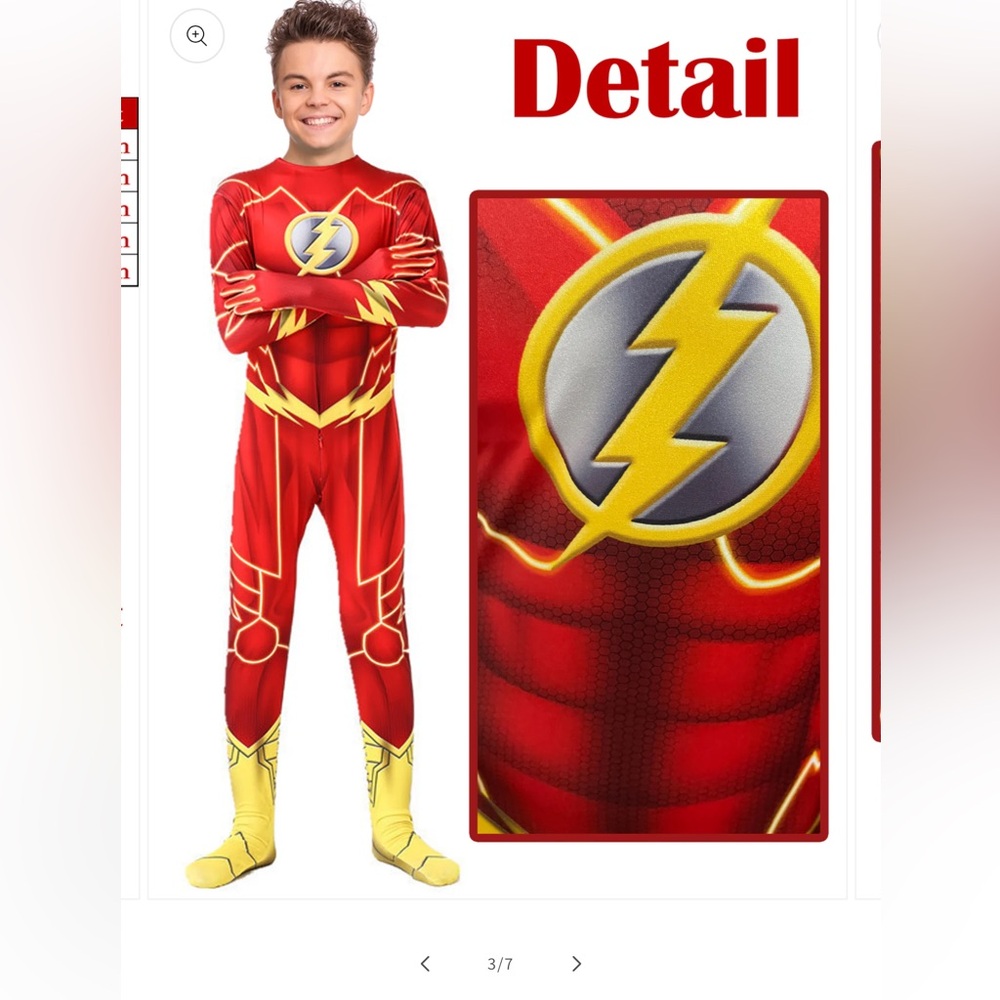 New Red and Yellow Superhero Costume with Lightning Bolt Emblem - Picture 1 of 4